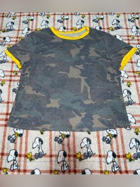 Target Women's Camo Crop Tee with Yellow Trim
